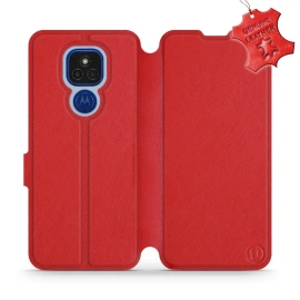 Hülle für Motorola Moto E7 Plus - Farbe Red Leather