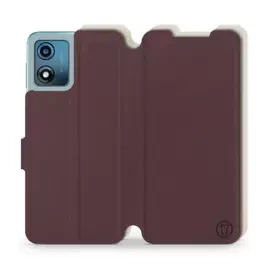 Hülle für Motorola Moto E13 - Farbe Burgund mit Platin