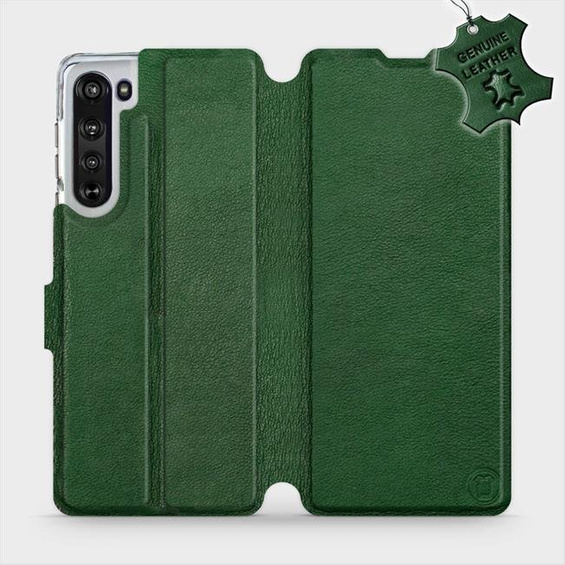Hülle für Motorola Edge - Farbe Green Leather