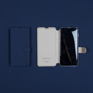 Hülle für Motorola Edge 20 Lite - Farbe Marineblau mit Platin