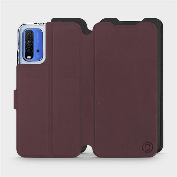 Hülle für Xiaomi Redmi 9T - Farbe Burgund mit Schwarz