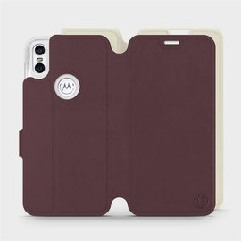 Hülle für Motorola One - Farbe Burgund mit Platin