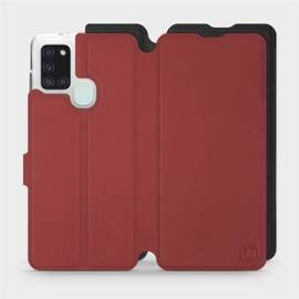 Hülle für Samsung Galaxy A21S - Farbe Dunkelrot mit Schwarz