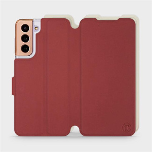 Hülle für Samsung Galaxy S21 - Farbe Dunkelrot mit Platin