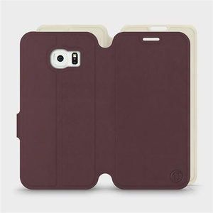Hülle für Samsung Galaxy S6 Edge - Farbe Burgund mit Platin