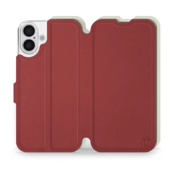 Hülle für Apple iPhone 16 Plus - Farbe Dunkelrot mit Platin