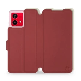 Hülle für Motorola Moto G84 - Farbe Dunkelrot mit Platin
