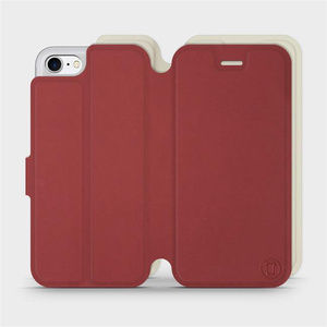 Hülle für Apple iPhone SE 2022 - Farbe Dunkelrot mit Platin