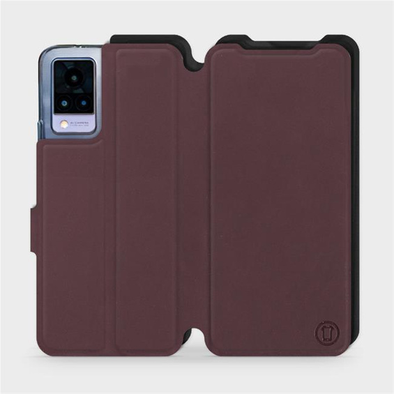 Hülle für Vivo V21 5G - Farbe Burgund mit Schwarz