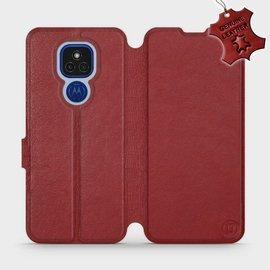 Hülle für Motorola Moto E7 Plus - Farbe Dark Red Leather