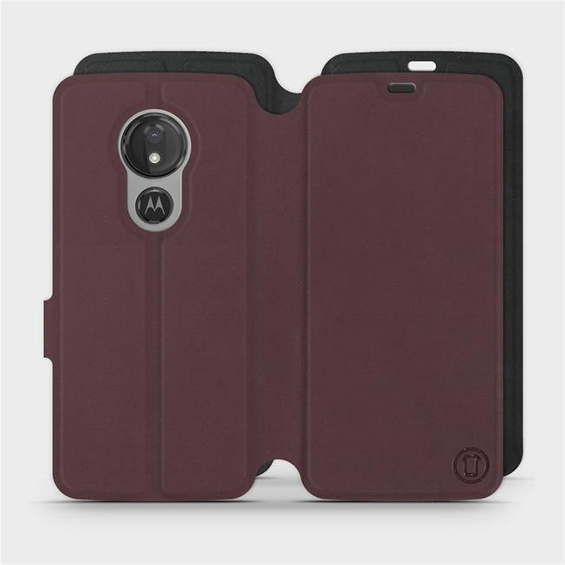 Hülle für Motorola Moto G7 Power - Farbe Burgund mit Schwarz