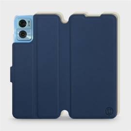 Hülle für Motorola Moto E22 - Farbe Marineblau mit Platin