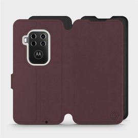 Hülle für Motorola One Zoom - Farbe Burgund mit Schwarz