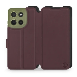 Hülle für Motorola Moto G15 - Farbe Burgund mit Schwarz