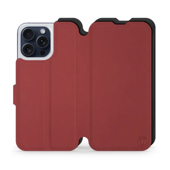 Hülle für Apple iPhone 15 Pro Max - Farbe Dunkelrot mit Schwarz