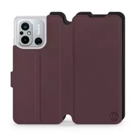Hülle für Xiaomi Redmi 12C - Farbe Burgund mit Schwarz
