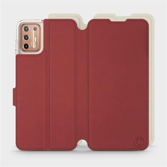 Hülle für Motorola Moto G9 Plus - Farbe Dunkelrot mit Platin
