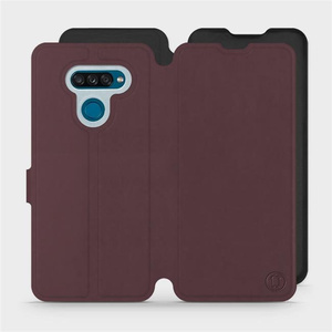 Hülle für LG K50S - Farbe Burgund mit Schwarz