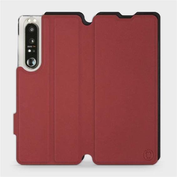 Hülle für Sony Xperia 1 III - Farbe Dunkelrot mit Schwarz