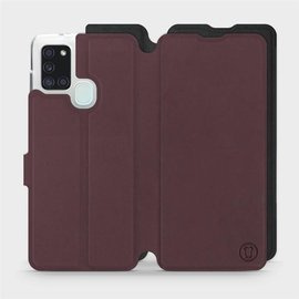 Hülle für Samsung Galaxy A21S - Farbe Burgund mit Schwarz