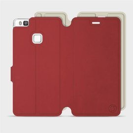 Hülle für Huawei P9 Lite - Farbe Dunkelrot mit Platin