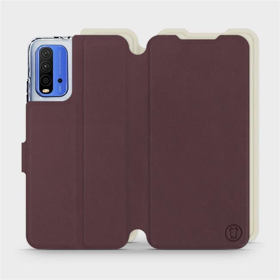 Hülle für Xiaomi Redmi 9T - Farbe Burgund mit Platin