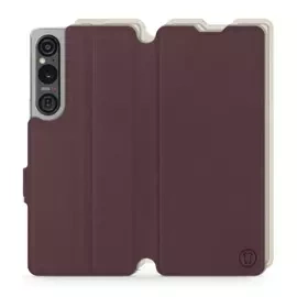 Hülle für Sony Xperia 1 V - Farbe Burgund mit Platin