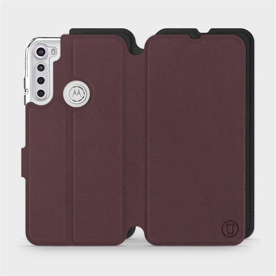 Hülle für Motorola One Fusion Plus - Farbe Burgund mit Schwarz