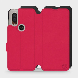 Hülle für Motorola One Vision - Farbe Rot mit Schwarz