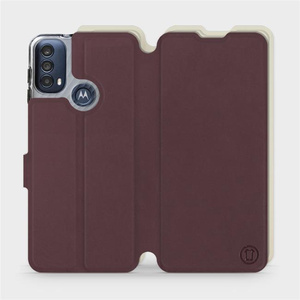 Hülle für Motorola Moto E40 - Farbe Burgund mit Platin