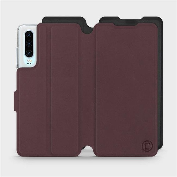 Hülle für Huawei P30 - Farbe Burgund mit Schwarz