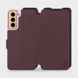 Hülle für Samsung Galaxy S21 - Farbe Burgund mit Schwarz