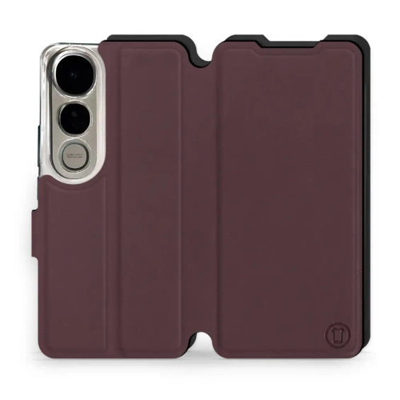 Hülle für Vivo V50 Lite - Farbe Burgund mit Schwarz