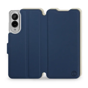 Hülle für Samsung Galaxy S25 Edge - Farbe Marineblau mit Platin