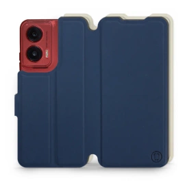 Hülle für Motorola Moto G35 5G - Farbe Marineblau mit Platin