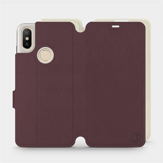 Hülle für Xiaomi Mi A2 - Farbe Burgund mit Platin