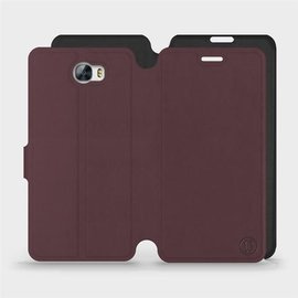 Hülle für Huawei Y6 II Compact - Farbe Burgund mit Schwarz