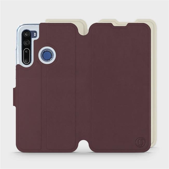 Hülle für HTC Desire 20 Pro - Farbe Burgund mit Platin