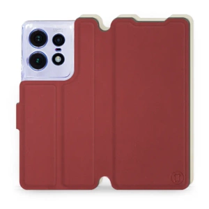 Hülle für Motorola Edge 50 Pro - Farbe Dunkelrot mit Platin