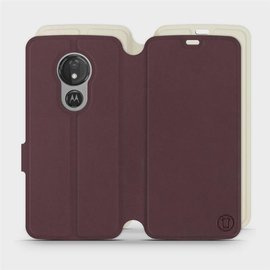 Hülle für Motorola Moto G7 Power - Farbe Burgund mit Platin