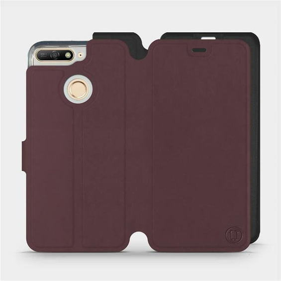 Hülle für Huawei Honor 7A - Farbe Burgund mit Schwarz