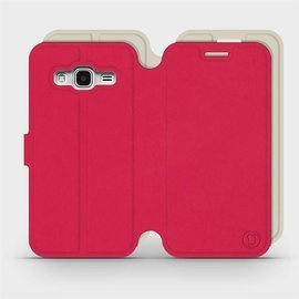 Hülle für Samsung Galaxy J3 2016 - Farbe Rot mit Platin