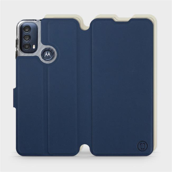 Hülle für Motorola Moto E40 - Farbe Marineblau mit Platin