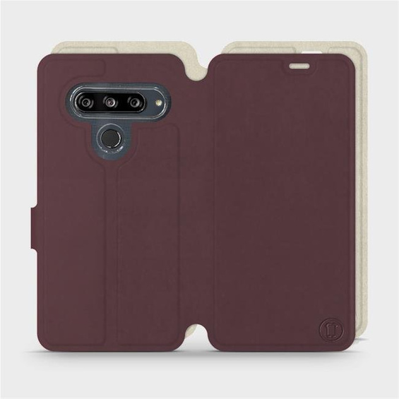 Hülle für LG G8s ThinQ - Farbe Burgund mit Platin