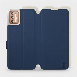 Hülle für Motorola Moto G9 Plus - Farbe Marineblau mit Platin