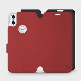 Hülle für Motorola One - Farbe Dunkelrot mit Schwarz