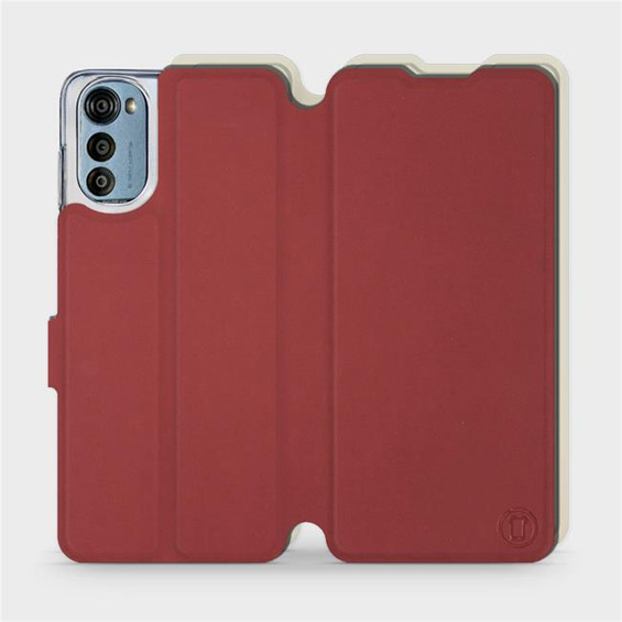 Hülle für Motorola Moto E32s - Farbe Dunkelrot mit Platin