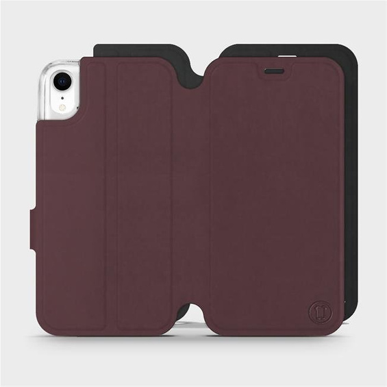 Hülle für Apple iPhone XR - Farbe Burgund mit Schwarz
