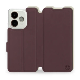 Hülle für OPPO A5 Pro 5G - Farbe Burgund mit Platin