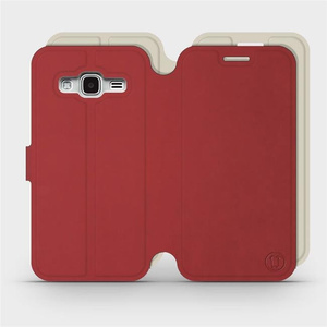 Hülle für Samsung Galaxy J3 2016 - Farbe Dunkelrot mit Platin